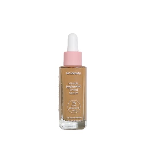 MCoBeauty Miracle Hyaluronic Tinted Serum, 5-6 Medium/Tan, Hydration & Glow for Radiant Skin, Vegan, Cruelty Free Cosmetics
