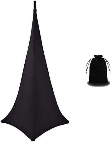 Speaker Stand Cover，Tripod Stand Skirt, DJ Speaker Stand Tripod Cover Scrim 360 Degree Coverage (Black-One Pack)