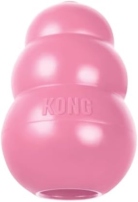 KONG Puppy - Natural Teething Rubber Chew Toy for Dogs - Stuffable Dog Toy for Extended Playtime - Chew & Fetch Toy for Puppies - for Large Puppies - Pink