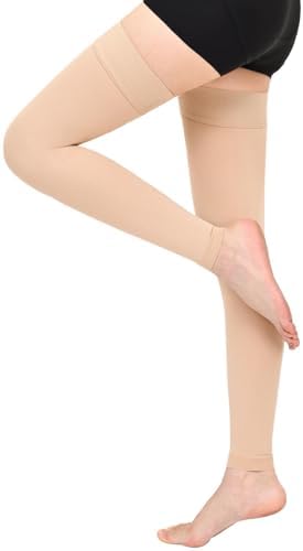 Compression Stockings for Women & Men, 15-20 mmHg Thigh High Compression Socks Graduated Compression for Edema Varicose Veins, Running, Hiking, Cycling, Travel, (Footless)