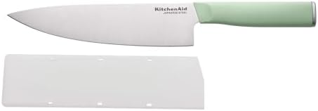 KitchenAid Classic Chef Knife with Custom-Fit Blade Cover, Sharp Kitchen Knife, High-Carbon Japanese Stainless Steel Blade Blade, 8 inch, Pistachio