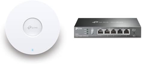 TP-Link EAP610 Ultra-Slim Wireless Access Point for Business | Omada Wi-Fi 6 AX1800| Seamless Roaming + TP-Link ER605 Wired Gigabit VPN Router, 3 WAN Ethernet Ports + 1 USB WAN, SPI Firewall