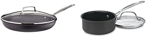 Cuisinart 622-30G Nonstick-Hard-Anodized, 12-Inch, Skillet w/Glass Cover & 619-14 Chef's Classic 1-Quart Nonstick-Hard-Anodized, Saucepan w/Cover
