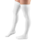 Truform 20-30 mmHg Compression Stockings for Men and Women, Thigh High Length, Dot Top, Closed Toe, White, Large