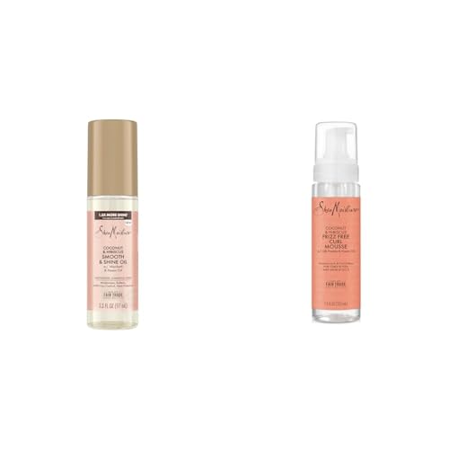 SheaMoisture Coconut & Hibiscus Shine Oil 3.3oz & Frizz Control Curl Mousse 7.5oz Bundle