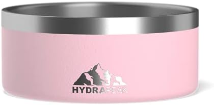 Hydrapeak Dog Bowl; Non Slip Stainless Steel; Water and Food Dish; Large Sized and Small Dogs; 32oz 64oz; Multiple Sizes; 4 Cup | Pink