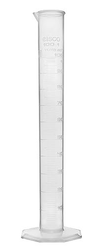 EISCO Plastic Graduated Cylinder, 100ml - Scientific Measuring Cylinder with Extra Stable Base - Polypropylene Plastic - Laboratory Quality, Autoclavable