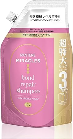 PANTENE Miracles Bond Repair Series Color Shine & Repair Shampoo, Refill, Extra Large, 41.3 fl oz (1,050 ml), Long Lasting Color