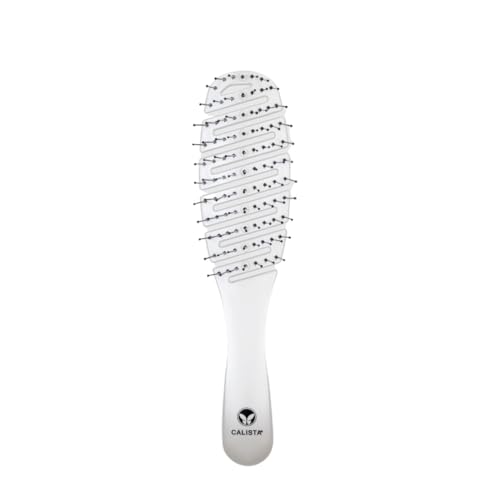 CALISTA Smoothie Hair Brush | Vented Design & Flexible Bristles Work in Wet & Dry Hair | Ergonomic Handle Detangles Without Pulling | Pain-Free Hair Accessories | All Hair Types (White)