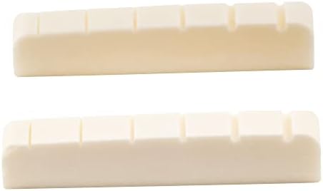 Musiclily 43mm Slotted Guitar Bone String Nut Flat Bottom for 6 String Fender Strat Tele Electric Guitar Replacement, 43x6x8.5mm (Pack of 2)