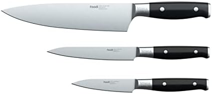 Ninja K32003 Foodi NeverDull System 3-Piece Chef Knife, Utility Knife & Paring Knife Set, Premium, German Stainless Steel, Black