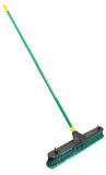 Quickie Bulldozer 24-Inch Multi-Surface Push Broom, Size: 60 Wood Handle with Swivel Hang-up Feature. 15/16-inch Diameter Handle, Green - with Scraper