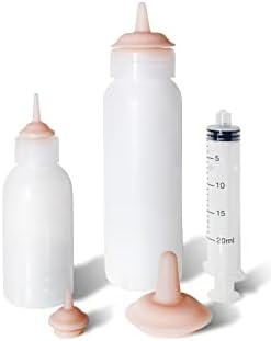Pet Feeding Bottle for Kitten and Puppy 20cc Kitten Syringe Nipple 250cc and 100cc Nursing Bottles for Newborn Rabbits, Small Animals
