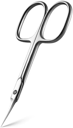 BEZOX Curved Cuticle Scissors - Precision Manicure Scissor Nail Cuticle Trimmer, Professional Stainless Steel Nail Scissors for Cuticle Care, Cuticle Cutter Small Scissors for Women - Silver