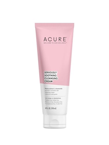 ACURE Seriously Soothing Cleansing Cream | 100% Vegan | For Dry to Sensitive Skin | Peony Extract & Chamomille - Soothes , Hydrates & Cleanses | 4 Fl Oz