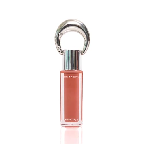 ENTROPY Makeup 2-in-1 Charm Shiny Glowy Lip & Cheek Gloss Tint Keychain, High Pigment Long Lasting Lip Color & Plumping Gloss, C2 Water Rose Charm