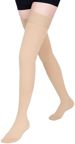 Compression Stockings for Women & Men, 15-20 mmHg Thigh High Compression socks, Medical Graduated Compression Support for Edema, Varicose Veins, Swelling
