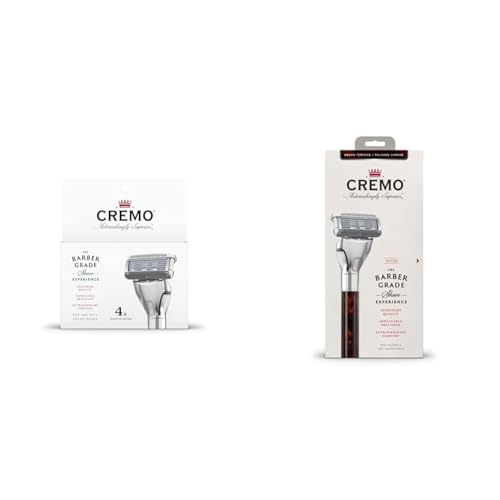 Cremo Astonishingly Superior Razor Refills, (4 Pack) & Astonishingly Superior Tortoise Shell (Horn) Razor Kit