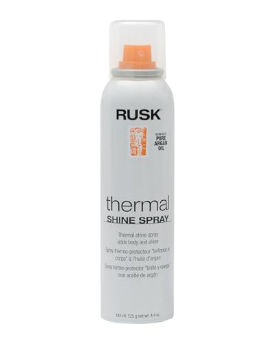 RUSK Thermal Shine Spray, Pure Argan Oil, Eliminates Frizz and Maintains Shine, Sleek and Smooth Hair, 4.4 oz.