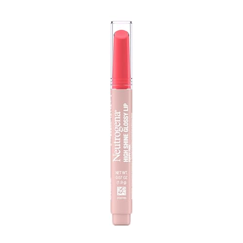 Neutrogena High Shine Glossy Lip with Maracuja Oil + Vitamins & Antioxidant Vitamin E, Nourishing Glossy Lip, Non-Retractable, Pigmented For Buildable Color, Poppy Pink, 0.07 oz