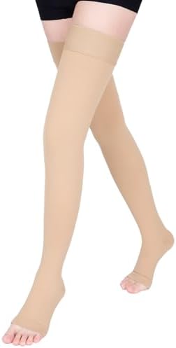 Compression Stockings for Women & Men, 15-20 mmHg Thigh High Compression socks, Medical Graduated Compression Support for Edema, Varicose Veins, Swelling