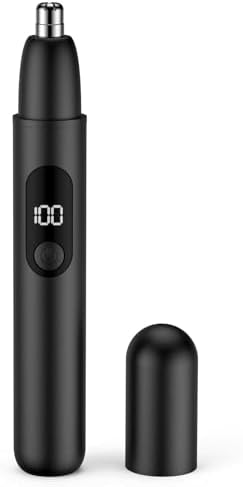 Smity Ear and Nose Hair Trimmer Professional Painless Eyebrow Trimmer for Men and Women Battery-Operated Dual-Edge Blades Built-in LED Light (Black)