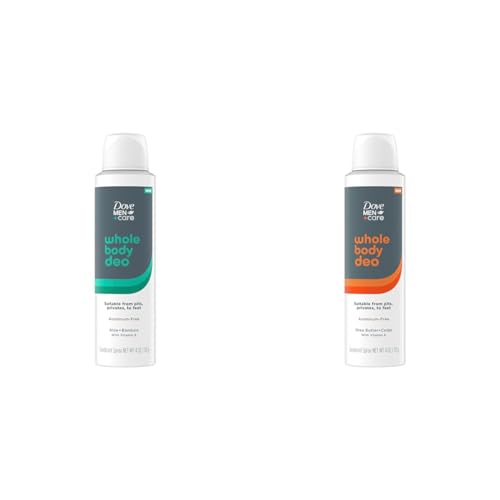 Dove Men+Care Whole Body Deo Aluminum-Free Deodorant Spray with Aloe + Bamboo and Shea Butter + Cedar Suitable from Pits, Privates, to Feet 4 oz 2-Pack