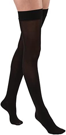 JOBST Relief Thigh High Graduated Compression Stockings 15-20mmHg - Comfortable Unisex Design with Silicone Dot Band - Closed Toe, Black, X-Large Petite