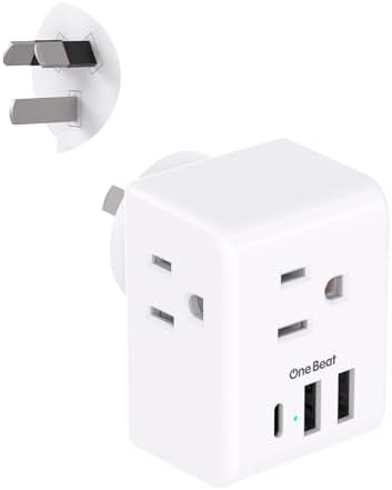 Australia New Zealand Power Plug Adapter, US to Australia Travel Adapter with 3 American Outlets 3 USB Ports (1 USB C), Type I Plug Adapter Travel Essentials for USA to Australia, Argentina, China