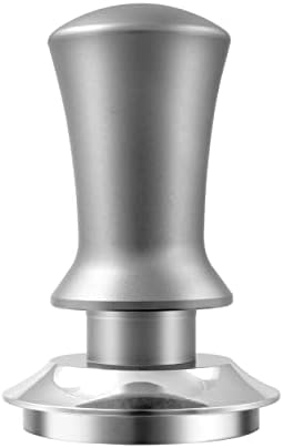 K COOL Espresso Hand Tamper, Premium Barista Coffee Tamper with Calibrated Spring, 100% Flat Stainless Steel Base Tamper for Breville Series 54mm Portafilter Basket (53mm, Silver)