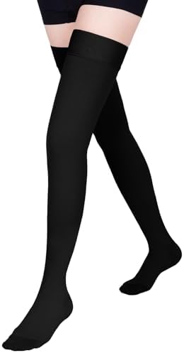 Compression Stockings for Women & Men, 15-20 mmHg Thigh High Compression socks, Medical Graduated Compression Support for Edema, Varicose Veins, Swelling