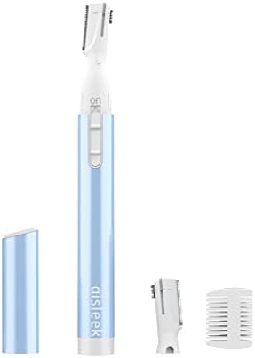 Eyebrow Trimmer, Facial Hair Trimmer Precision Detailer with Rinseable Blade, Battery Powered Double-Sided Eyebrow Razor with Comb, Compact Pen-Size Safe Painless Shaver for Chin Peach-Fuzz