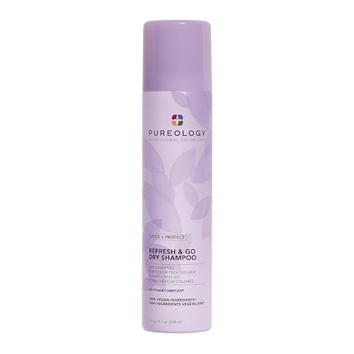 Pureology Style + Protect Refresh & Go Dry Shampoo For Oily and Color-Treated Hair - Absorbs Oil, Volumizes and Protects from Heat, Silicone-Free & Vegan