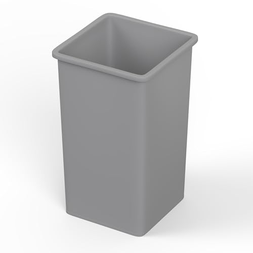 35 Gallon Gray Square Commercial Trash Garbage Can | Outdoor Office Restaurant School Kitchen