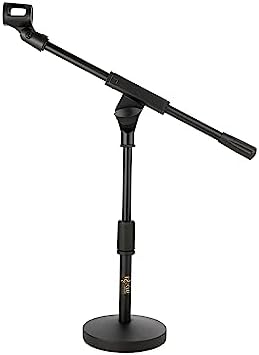 Boom Mic Stand Desk Adjustable Desktop Microphone Stand, Weighted Base with Twist Clutch, Boom Arm, Universal Mic Clip and 3/8" and 5/8" Adapter Included