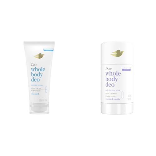 Dove Whole Body Deodorant Unscented Cream 2.5oz & Coconut Vanilla Stick 2.6oz