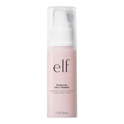 e.l.f, Poreless Face Primer - Large, Silky, Skin-Perfecting, Lightweight, Long Lasting, Absorbs Quickly, Smooths, Preps, Creates Flawless Base, Infused with Tea Tree and Vitamins A & E, 1.01 Fl Oz
