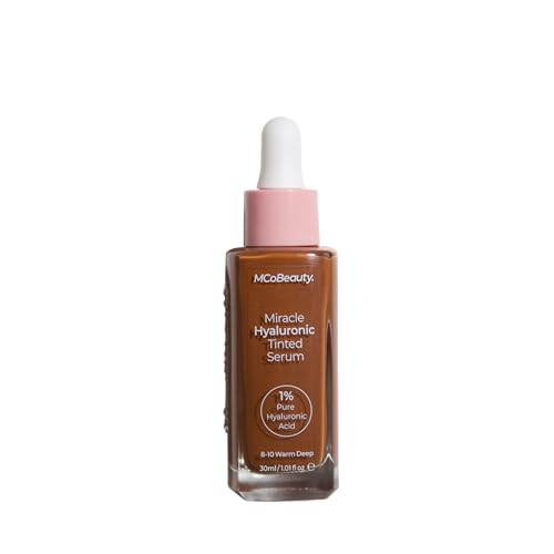 MCoBeauty Miracle Hyaluronic Tinted Serum, 8-10 Warm Deep, Hydration & Glow for Radiant Skin, Vegan, Cruelty Free Cosmetics