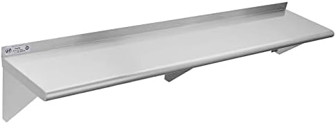 Hally Stainless Steel Shelf 12 x 60 Inches 315 lb, NSF Commercial Wall Mount Floating Shelving for Restaurant, Kitchen, Home and Hotel