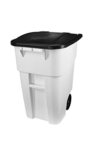 Rubbermaid Commercial Products BRUTE Rollout Heavy-Duty Wheeled Trash/Garbage Can, 50-Gallon, Blue, for Restaurants/Hospitals/Offices/Warehouses/Garage