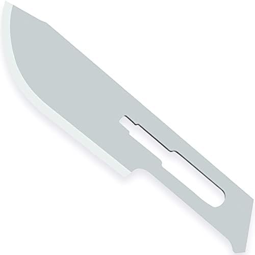 Scalpel Blades Sterile High Carbon Steel Dermablade, # 21 Surgical Blades for Dermaplaning, Individually Wrapped Box of 100 Pcs + # 4 Scalpel Handle