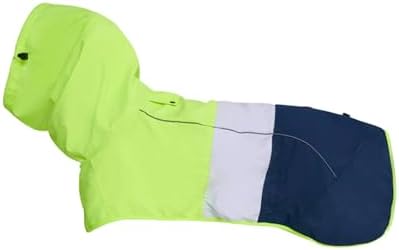 Spark Paws Dog Raincoat, Waterproof Windproof Rain Jacket, for Small Medium Large Extra Large Dogs, Reflective Breathable Full-Body Coverage Dry Suit - Neon White Navy Blue, S