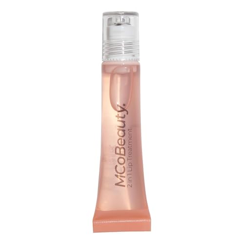 MCoBeauty 2-in-1 Glow & Treat Lip Oil, Peach, Hydrating Tint for Luscious Lips, Vegan, Cruelty Free Cosmetics