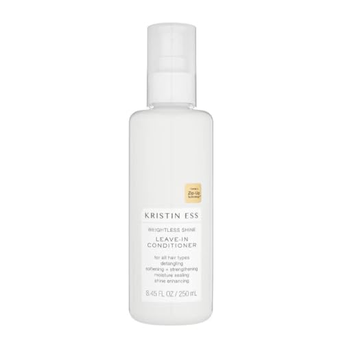 Kristin Ess Hair Castor Oil Leave In Conditioner Spray - Sulfate Free + Color Safe - Weightless Shine - Anti Frizz Detangler for Women - Moisture Repair Conditioner Spray for Curly + Dry Damaged Hair