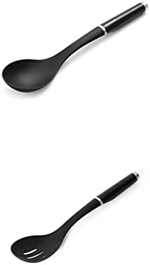 KitchenAid Classic Basting Spoon, One Size, Black 2andKitchenAid Classic Slotted Spoon, One Size, Black 2