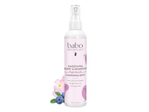 Babo Botanicals Smoothing Berry Conditioning Spray - Detangling & Nourishing - Eliminates Frizz & Prevents Static - Evening Primrose Oil - Non-Aerosol - For all ages - Light Berry Fragrance