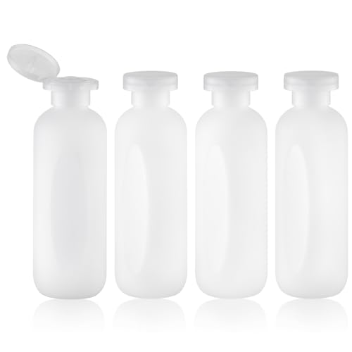 6.7oz Travel Shampoo Bottle, Empty Plastic Squeeze Bottles with Flip Cap, 4PCS Lotion Container for Toiletries (200ml,Clear)