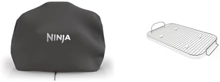 Ninja Woodfire Grill Cover and Roast Rack for OG800/OG900 Series, UV & Water Resistant Fabric, Elevates Food for All-Around Smoke Absorption