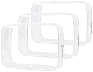 Clear Travel Bags 3 Pack 7.9"x2.5"x5.3" Multipurpose Transparent TSA Cosmetic Bag Clear Pouch For Toiletry, Makeup, Traveling - Single Zipper