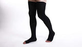 Doc Miller Thigh High Open Toe Compression Stockings 20-30mmHg for Varicose Veins, Pregnancy Support Open Toe Thigh High Compression Socks for Women and Men - 1 Pair Black XX-Large